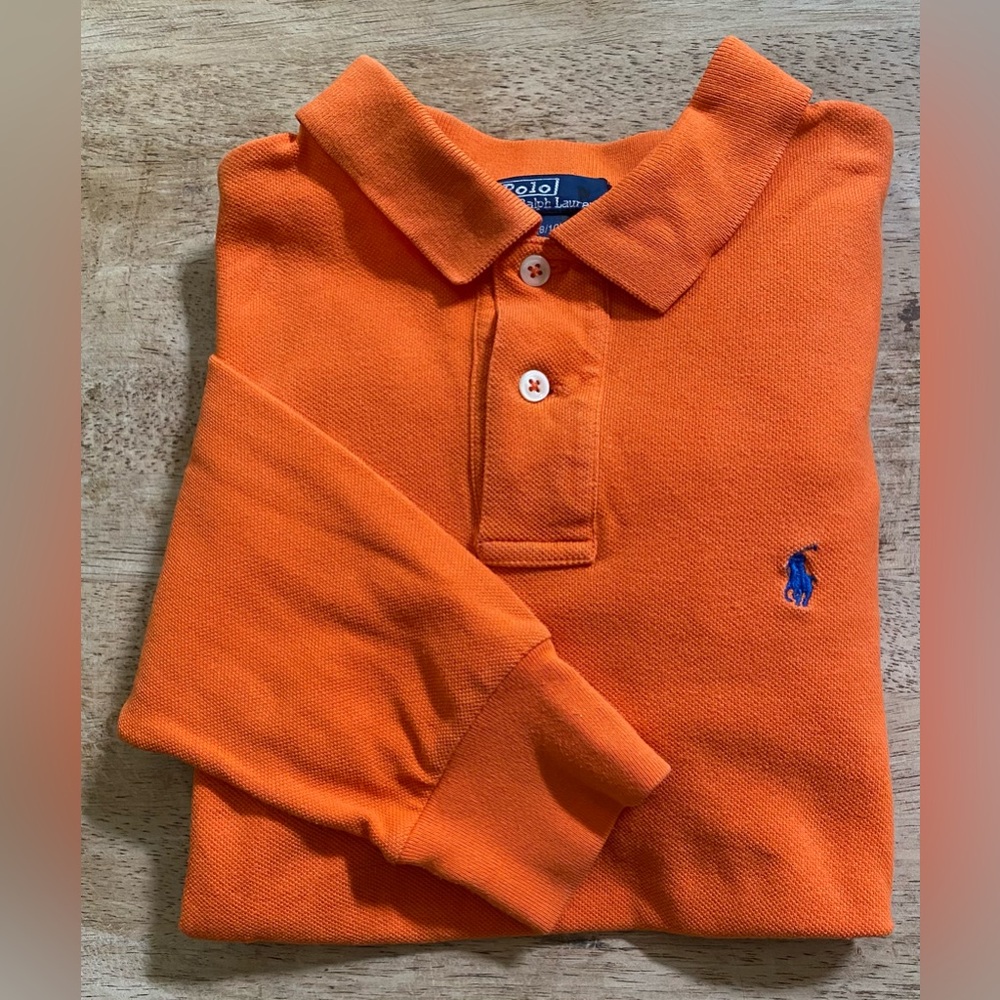 Polo by Ralph Lauren Boy’s Sz S (8/10) Orange Pique Knit Long Sleeve‎ Polo